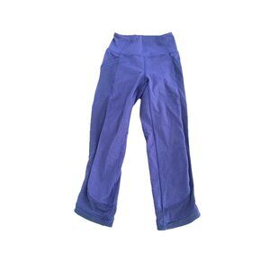 Lululemon Plum Crop Leggings with Pockets and Size Mesh Detail Womens Size 2